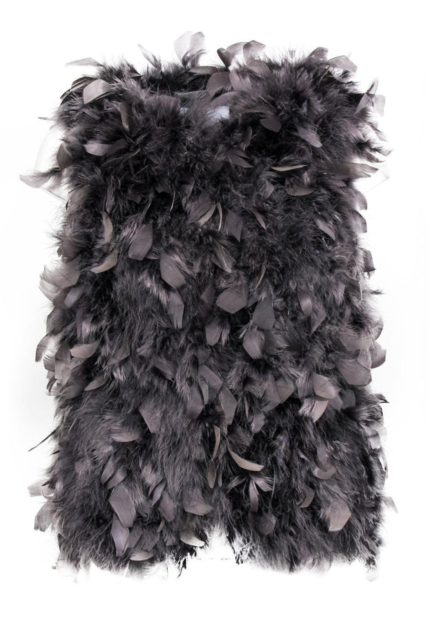 Current Boutique-Trilogy - Grey Feathered Vest Sz S