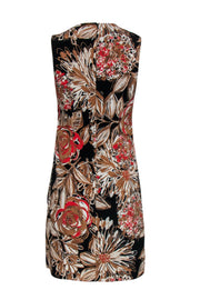 Current Boutique-Trina Turk - Black, Brown & Red Floral Pleated Dress Sz 0