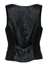 Current Boutique-Trina Turk - Black Clasped Tuxedo-Style Vest w/ Paisley Paneling Sz S