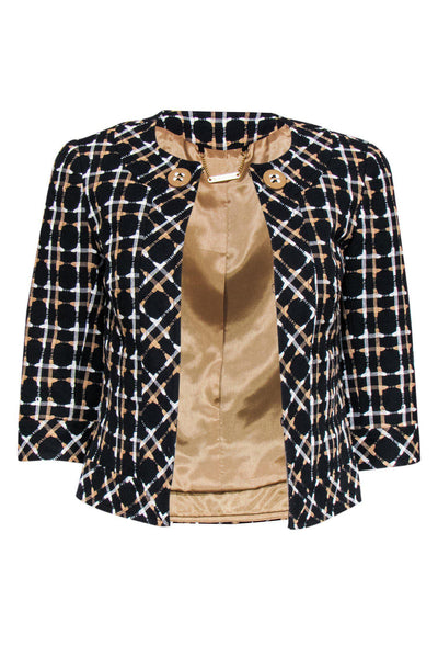 Current Boutique-Trina Turk - Black & Cream Cropped Jacket Sz 0