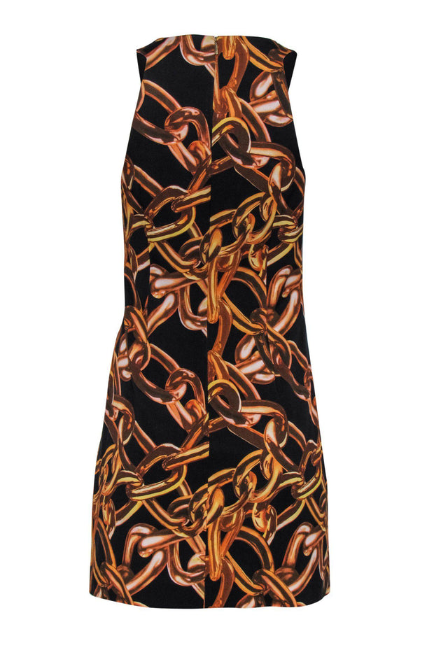 Current Boutique-Trina Turk - Black & Gold Chain Print Sleeveless Dress Sz 4