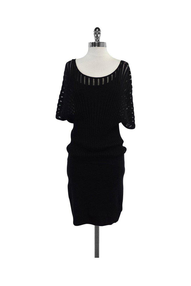 Current Boutique-Trina Turk - Black Knit Short Sleeve Dress Sz S