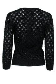 Current Boutique-Trina Turk - Black Knit Wool Button-Up Cardigan Sz S
