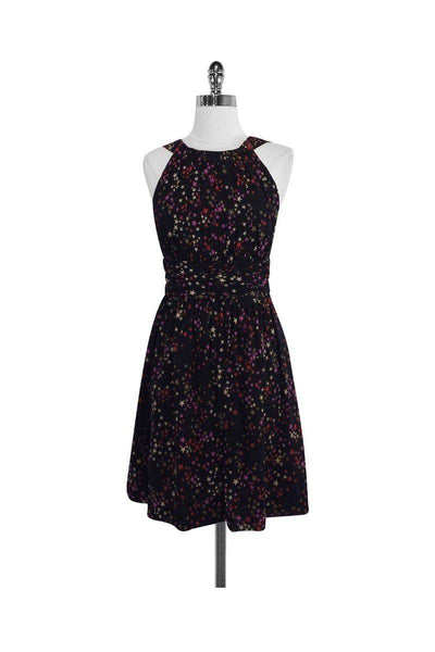 Current Boutique-Trina Turk - Black & Multicolor Star Print Silk Dress Sz 2