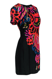 Current Boutique-Trina Turk - Black & Multicolored Floral Print Short Sleeve Shift Dress Sz 6