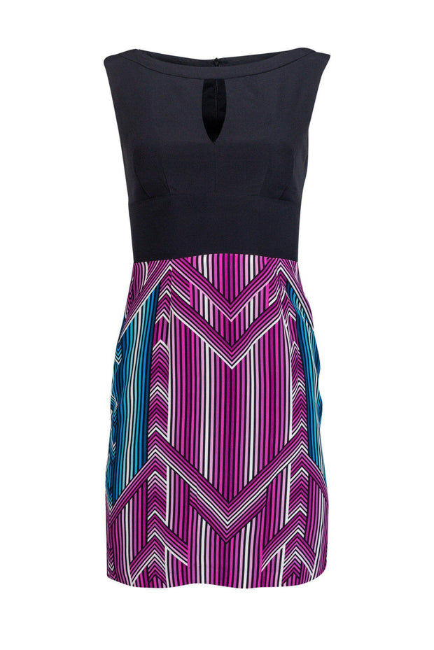 Current Boutique-Trina Turk - Black & Multicolored Sheath Dress Sz 0