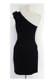 Current Boutique-Trina Turk - Black One Shoulder Ruffle Dress Sz 2