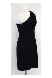 Current Boutique-Trina Turk - Black Ruffle One Shoulder Dress Sz 6