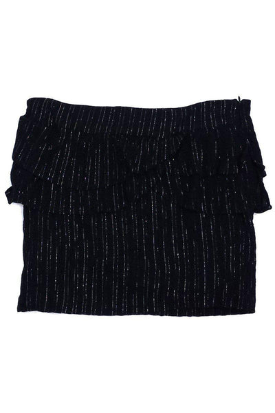 Current Boutique-Trina Turk - Black & Silver Pinstriped Miniskirt Sz 10