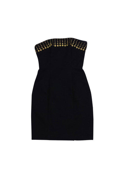 Current Boutique-Trina Turk - Black Strapless Dress w/ Gold Detail Sz 4