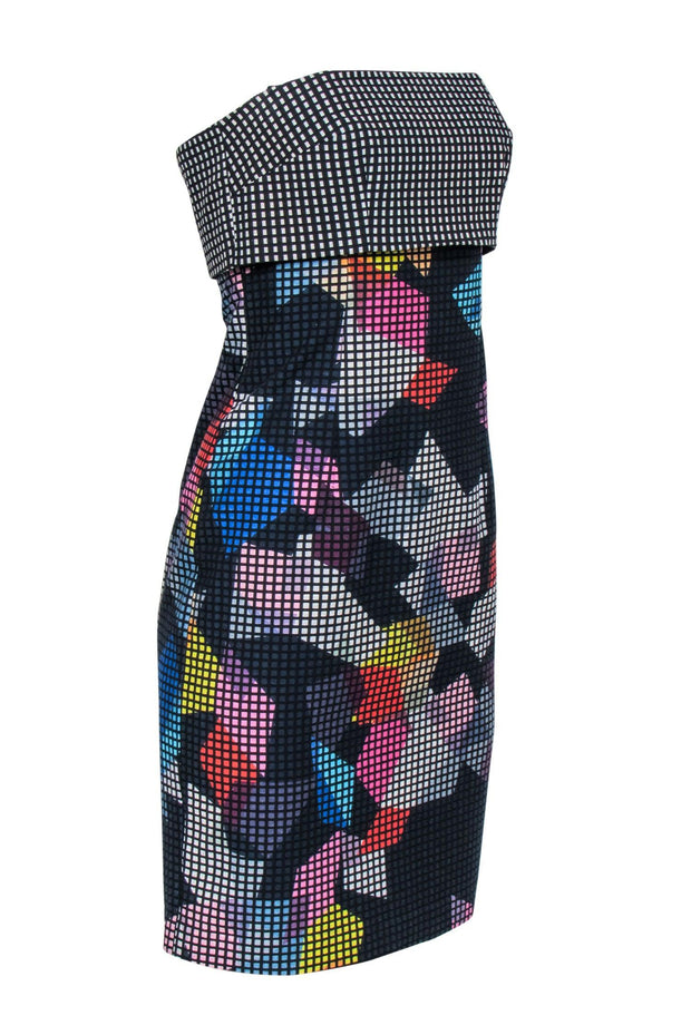 Current Boutique-Trina Turk - Black, White, & Multicolored Geometric Pattern Strapless Dress Sz 0