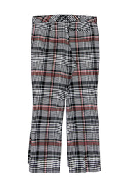 Current Boutique-Trina Turk - Black, White, Red & Green Houndstooth Print Straight Leg Trousers Sz 10