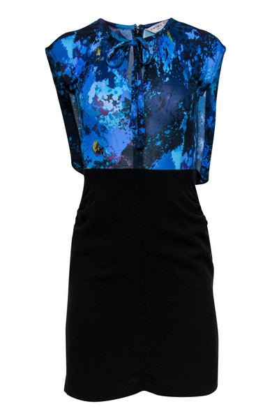 Current Boutique-Trina Turk - Blue Splatter Bodice Sheath Dress Sz 0
