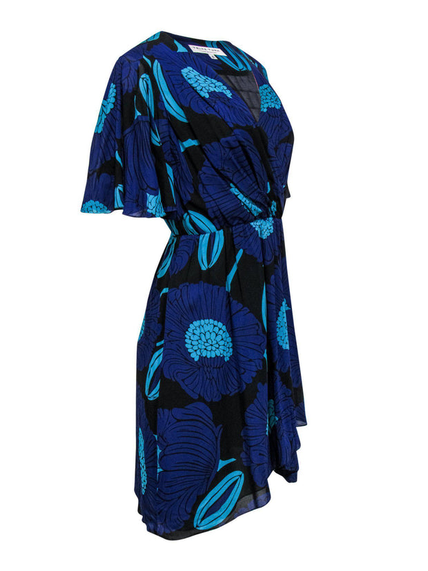 Current Boutique-Trina Turk - Blue & Teal Floral Print Fit & Flare Dress Sz 4