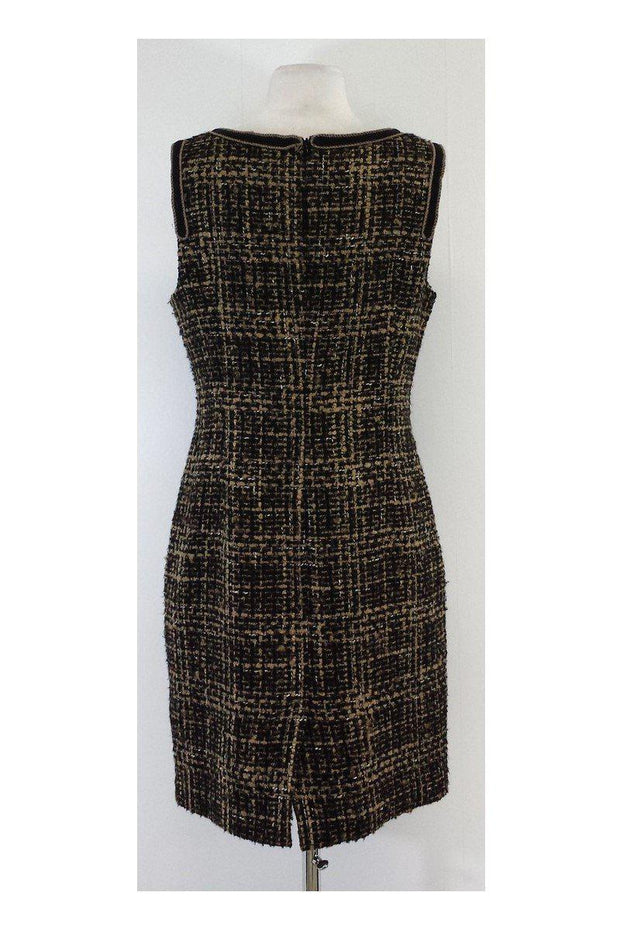 Current Boutique-Trina Turk - Brown & Black Tweed Sleeveless Dress Sz 10