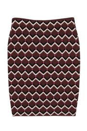 Current Boutique-Trina Turk - Brown & Pink Patterned Merino Wool Pencil Skirt Sz S