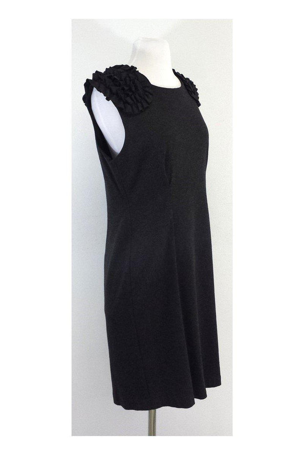 Current Boutique-Trina Turk - Charcoal Grey Ruffle Shoulder Dress Sz 12
