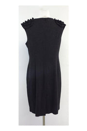 Current Boutique-Trina Turk - Charcoal Grey Ruffle Shoulder Dress Sz 12