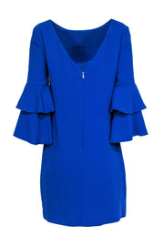 Current Boutique-Trina Turk - Cobalt Textured Shift Dress w/ Ruffle Bell Sleeves Sz 6