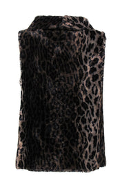 Current Boutique-Trina Turk - Dark Brown Leopard Print Faux Fur Sleeveless Top Sz M