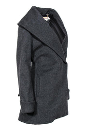 Current Boutique-Trina Turk - Dark Grey Wool Blend Peacoat w/ Draped Collar Sz 12