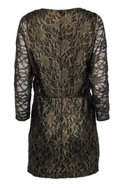 Current Boutique-Trina Turk - Gold & Black Metallic Floral Lace Dolman Sleeve Dress Sz 8