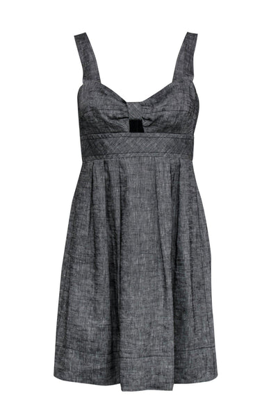 Current Boutique-Trina Turk - Gray Linen Blend Bow-Style Dress Sz 4