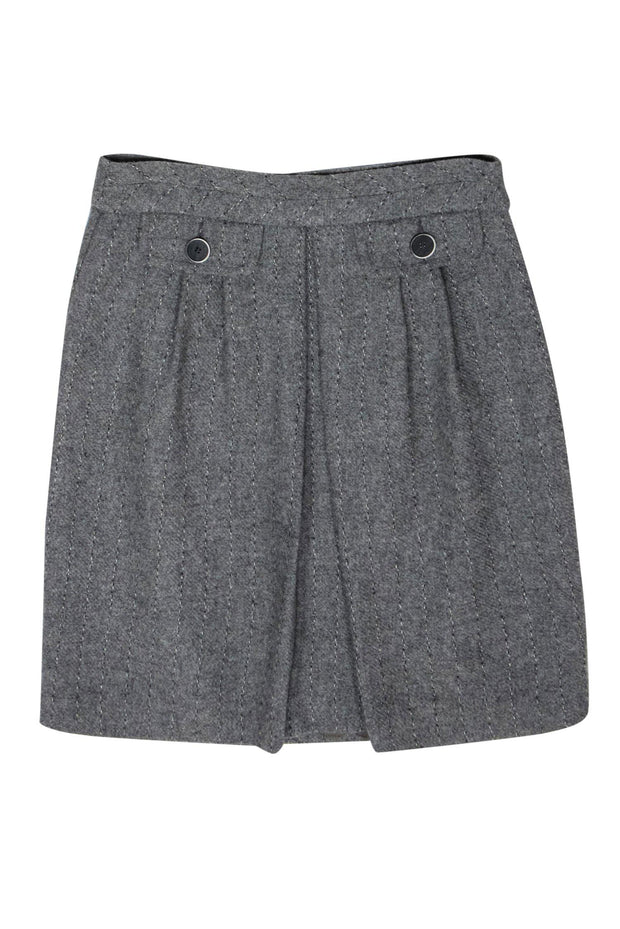 Current Boutique-Trina Turk - Gray Pinstriped A-Line Skirt w/ Pockets Sz 6