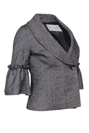 Current Boutique-Trina Turk - Grey Cropped Bell Sleeve Buttoned Wool Blend Jacket Sz 0