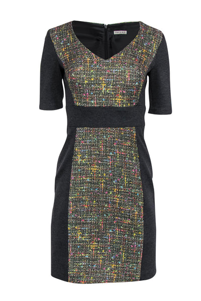 Current Boutique-Trina Turk - Grey Sheath Dress w/ Rainbow Tweed Sz 2
