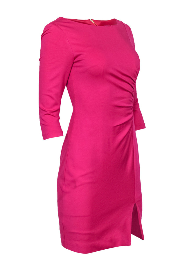 Current Boutique-Trina Turk - Hot Pink Fitted Sheath Dress w/ Quarter Sleeves Sz 0