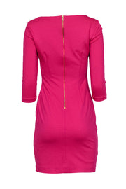Current Boutique-Trina Turk - Hot Pink Fitted Sheath Dress w/ Quarter Sleeves Sz 0
