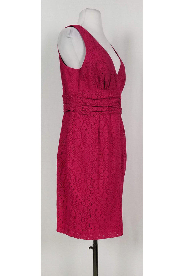 Current Boutique-Trina Turk - Hot Pink Lace V-Neck Dress Sz 12