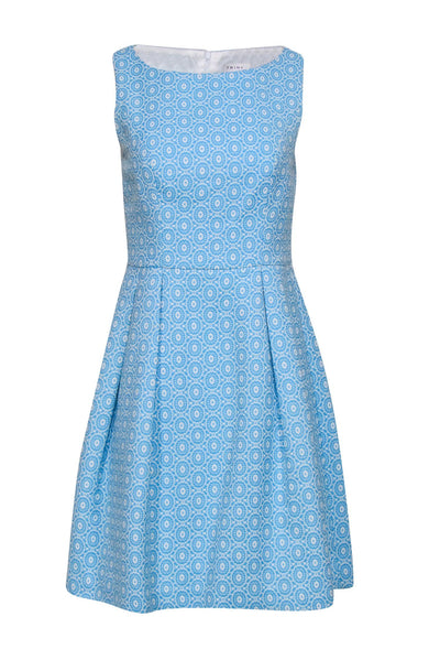 Current Boutique-Trina Turk - Light Blue & White Floral Embroidered Sleeveless Mini Dress Sz 4