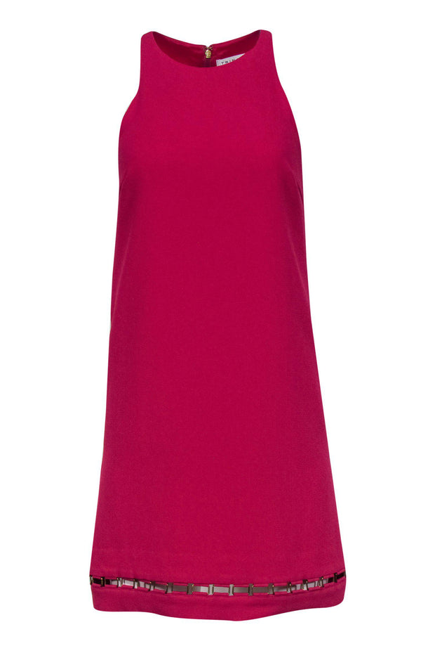 Current Boutique-Trina Turk - Magenta Sleeveless Shift Dress w/ Hardware-Trimmed Hem Sz 0
