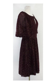 Current Boutique-Trina Turk - Maroon Metallic Spotted Silk Dress Sz 8