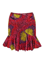 Current Boutique-Trina Turk - Multi-Printed Fishtail Satin Skirt Sz 8