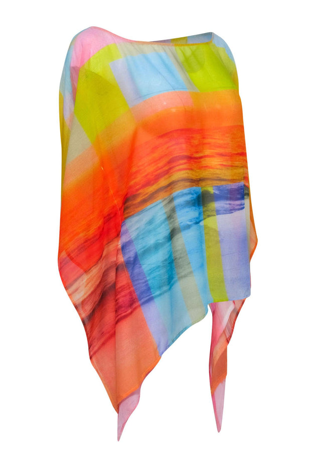 Current Boutique-Trina Turk - Multicolor Beach Printed Sheer Kaftan-Style Blouse Sz M