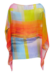 Current Boutique-Trina Turk - Multicolor Beach Printed Sheer Kaftan-Style Blouse Sz M