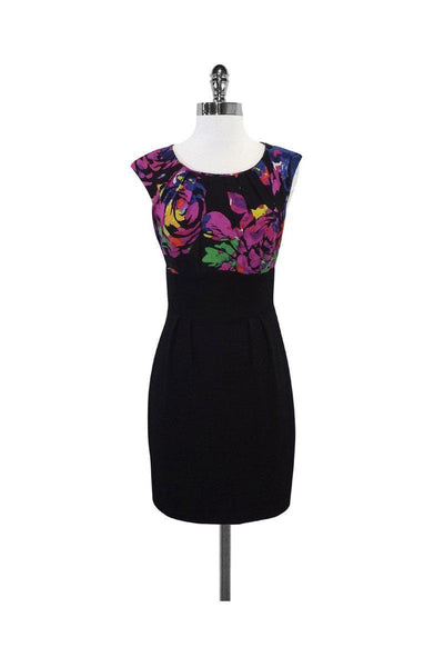 Current Boutique-Trina Turk - Multicolor Floral Silk Cap Sleeve Dress Sz 2