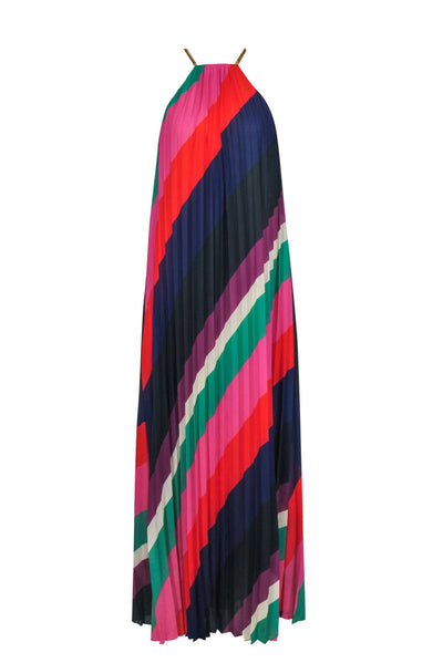 Current Boutique-Trina Turk - Multicolor High Neck Sleeveless Pleated Maxi Dress Sz S
