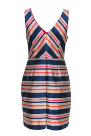 Current Boutique-Trina Turk - Multicolor Striped Sleeveless V-Neck Sheath Dress Sz 10