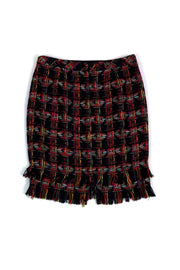 Current Boutique-Trina Turk - Multicolor Tweed Skirt w/ Fringe Sz 2