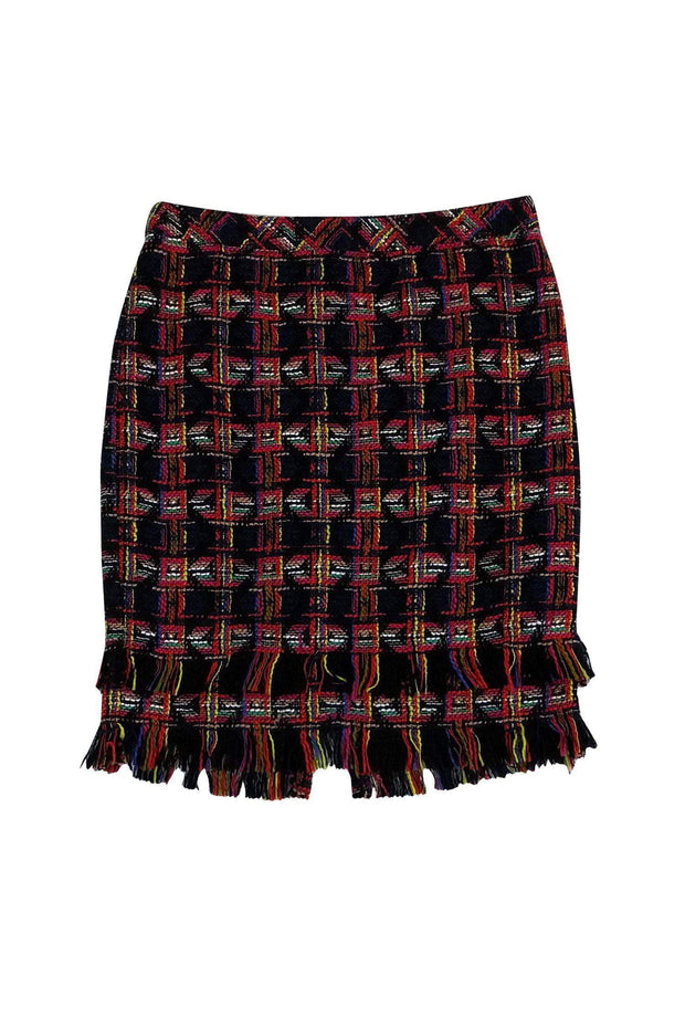 Current Boutique-Trina Turk - Multicolor Tweed Skirt w/ Fringe Sz 2
