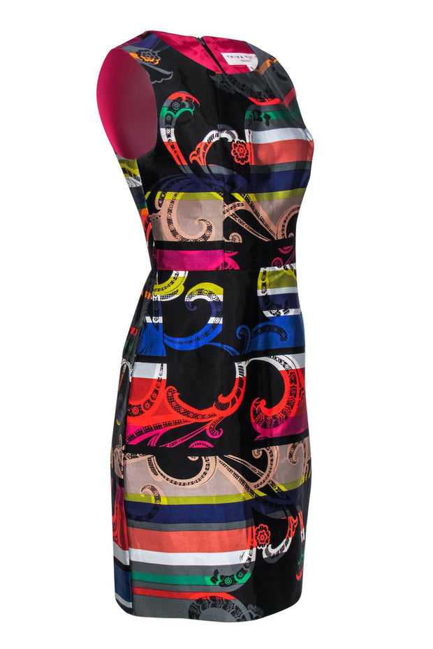 Current Boutique-Trina Turk - Multicolored Satin Striped Paisley Print Dress Sz 4