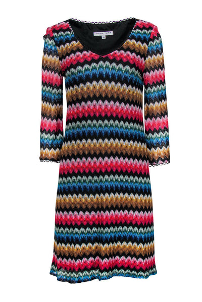 Current Boutique-Trina Turk - Multicolored Scalloped Knit Dress Sz 10