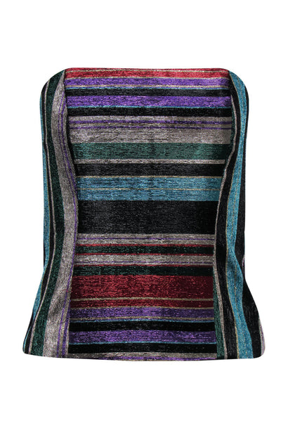 Current Boutique-Trina Turk - Multicolored Sparkle Stripe Strapless Top Sz 2