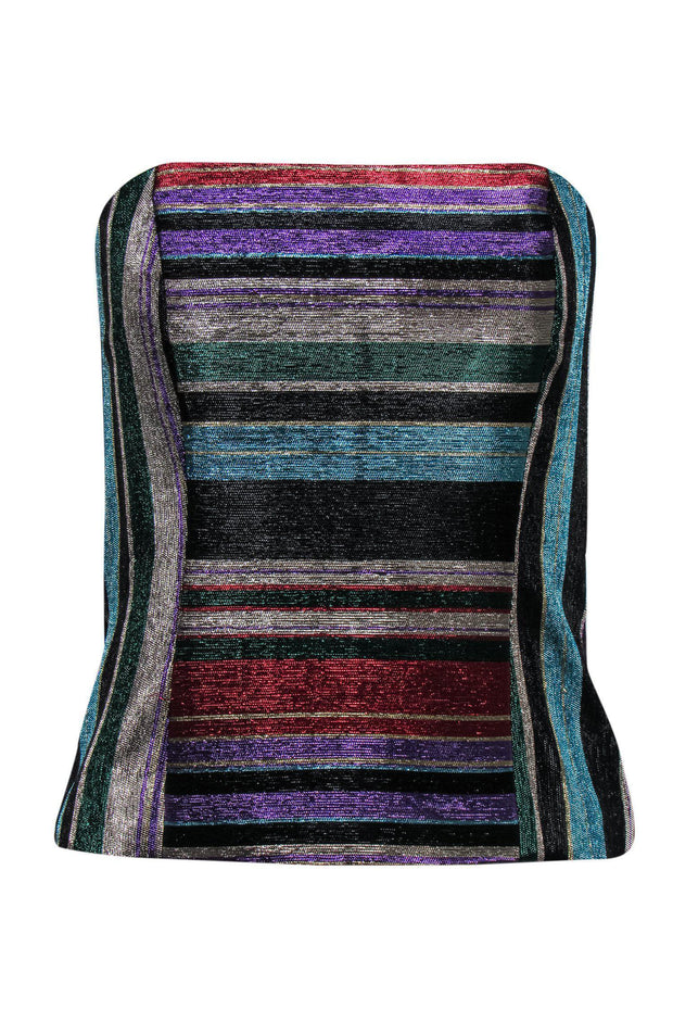Current Boutique-Trina Turk - Multicolored Sparkle Stripe Strapless Top Sz 2
