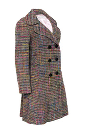 Current Boutique-Trina Turk - Multicolored Tweed Double Breasted Long Coat Sz S