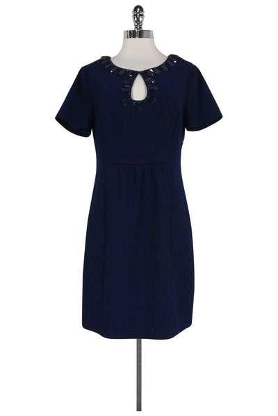 Current Boutique-Trina Turk - Navy Jeweled Sheath Dress Sz 8